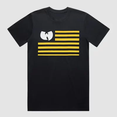 Wu-Tang Clan Tour T-Shirt Yellow Stripes Flag Logo Rap Hip Hop Men Women Shirt
