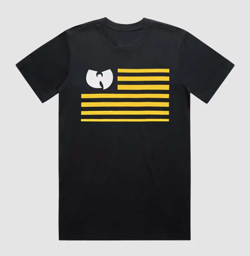 Wu-Tang Clan Tour T-Shirt Yellow Stripes Flag Logo Rap Hip Hop Men Women Shirt
